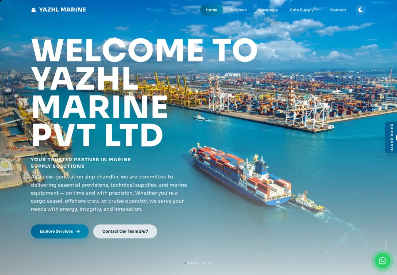 Yazhl Marine corporate website homepage